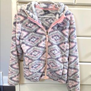 Fleece Jacket. Girls Size 14/16 Pink/Gray.  Eddie Bauer